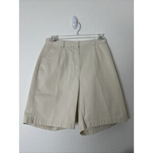 Vintage LL BEAN Womens Shorts Size 12 Original Fit High Rise Cotton Preppy Beige